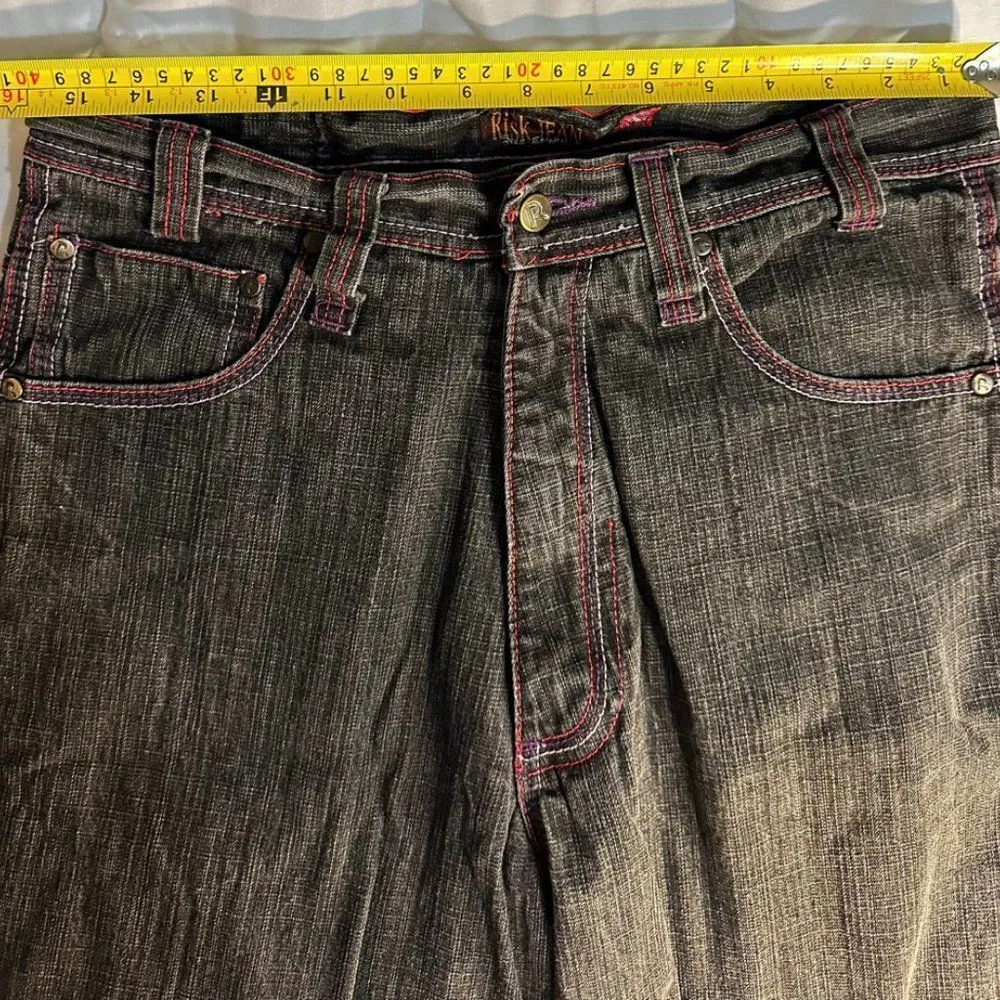 Risk Jeans Waist 32 Inseam 22 Inches Skateboard Jeans Size 10 - Image 4
