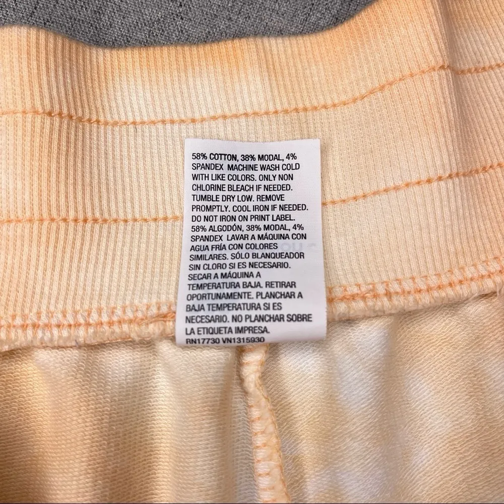 French Terry High Rise Tie Dye Lounge Shorts with Pockets Orange & White Medium - Image 7