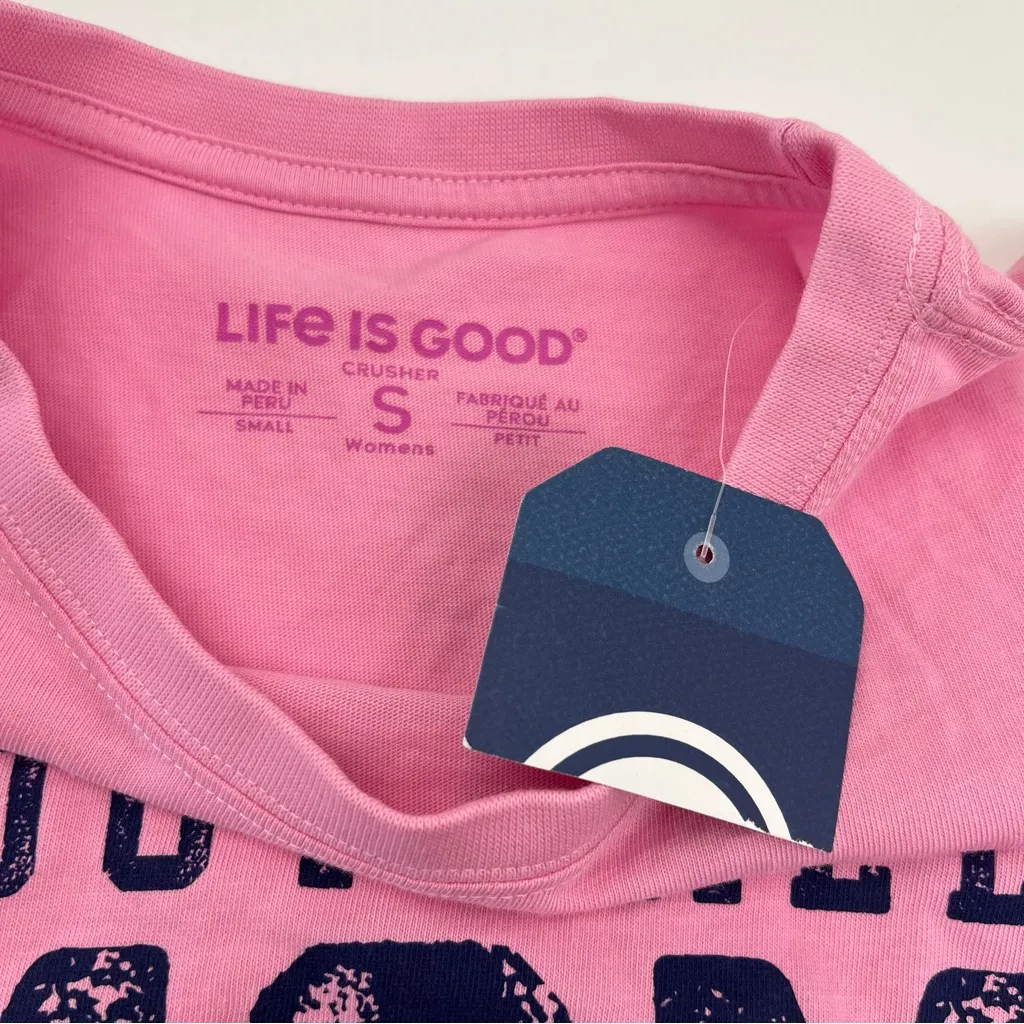 Life is Good Football Mom Womens Size Small Pink Long Sleeve‎ Crusher Shirt NEW - Image 2