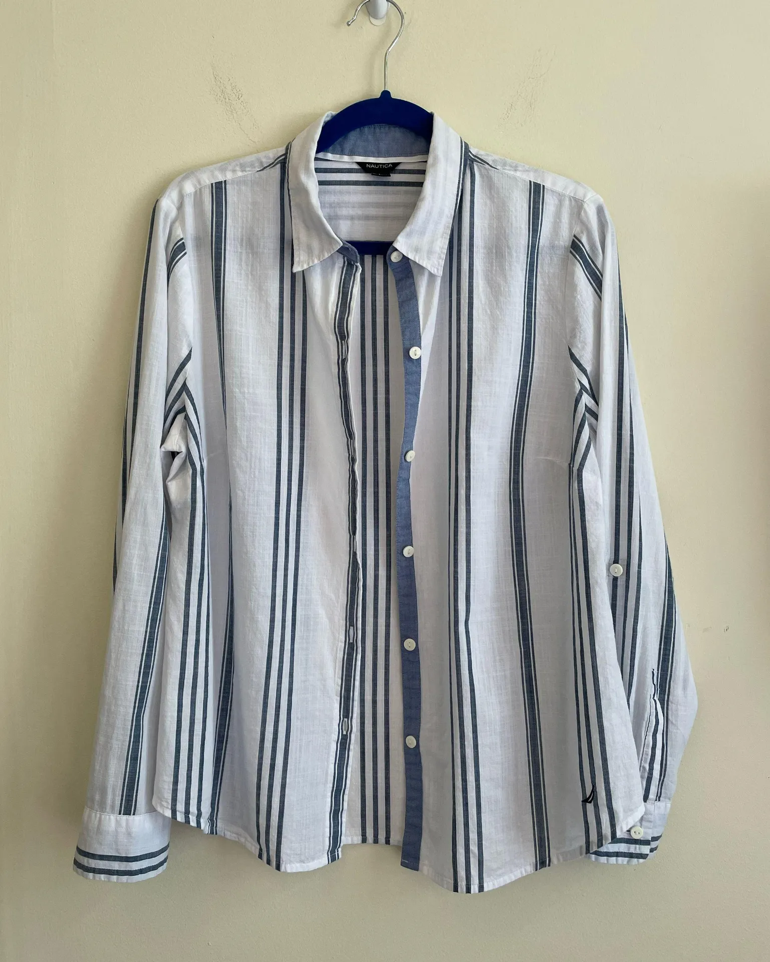 White Striped Button Down Top - Image 3