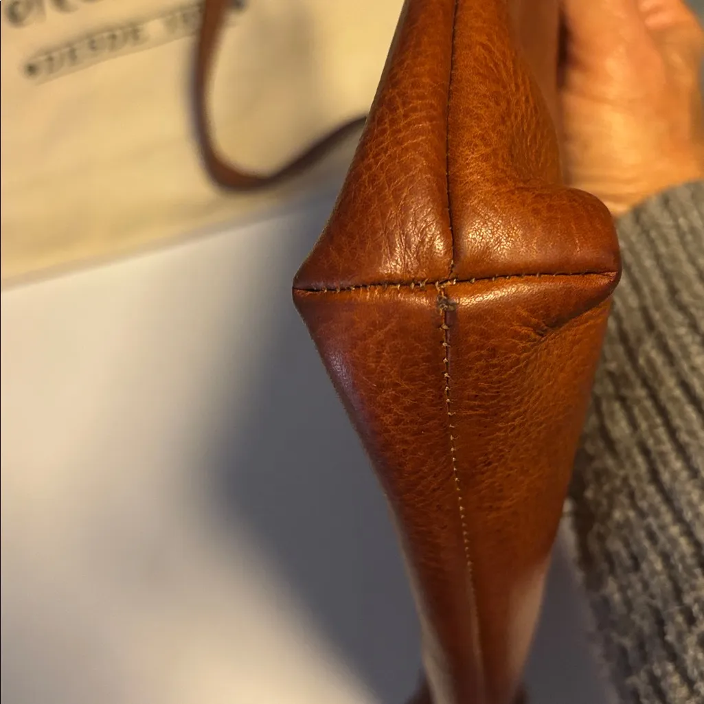 EL CABALLO DARK TAN LEATHER SHOULDER BAG 13.5” X 7” HANDLE DROP 12” PRELOVED Brown - Image 6