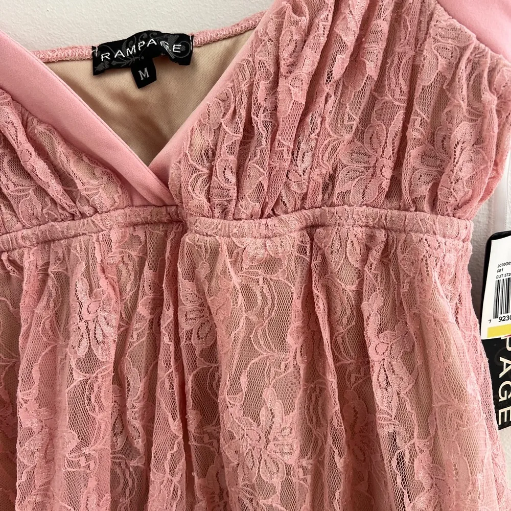 Rampage NWT Y2K Babydoll Spaghetti Strap Pink Lace Vintage Going Out Top Cami M - Image 5