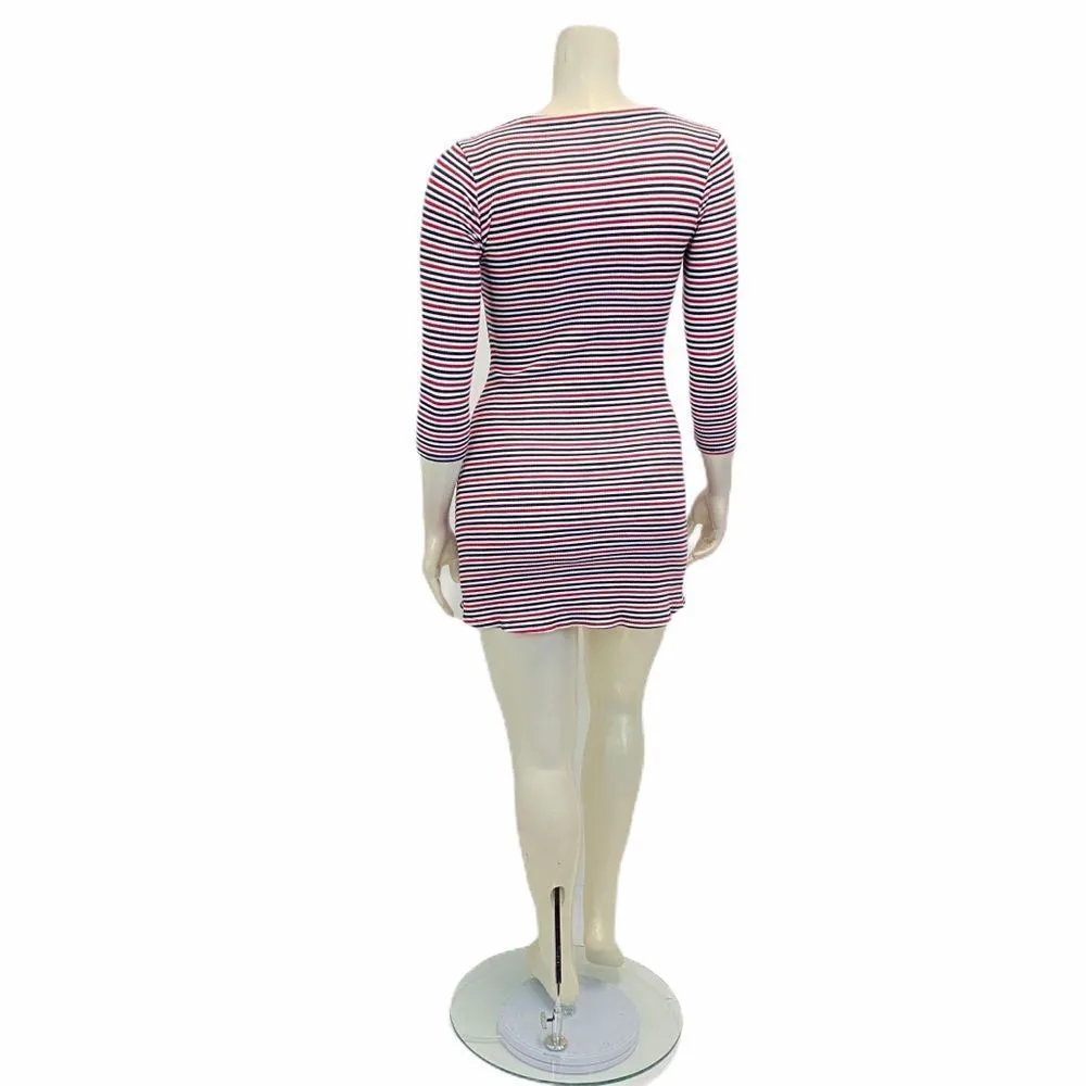 BDG Stripe Blue White Red Fitted Urban Outfitters - Image 4