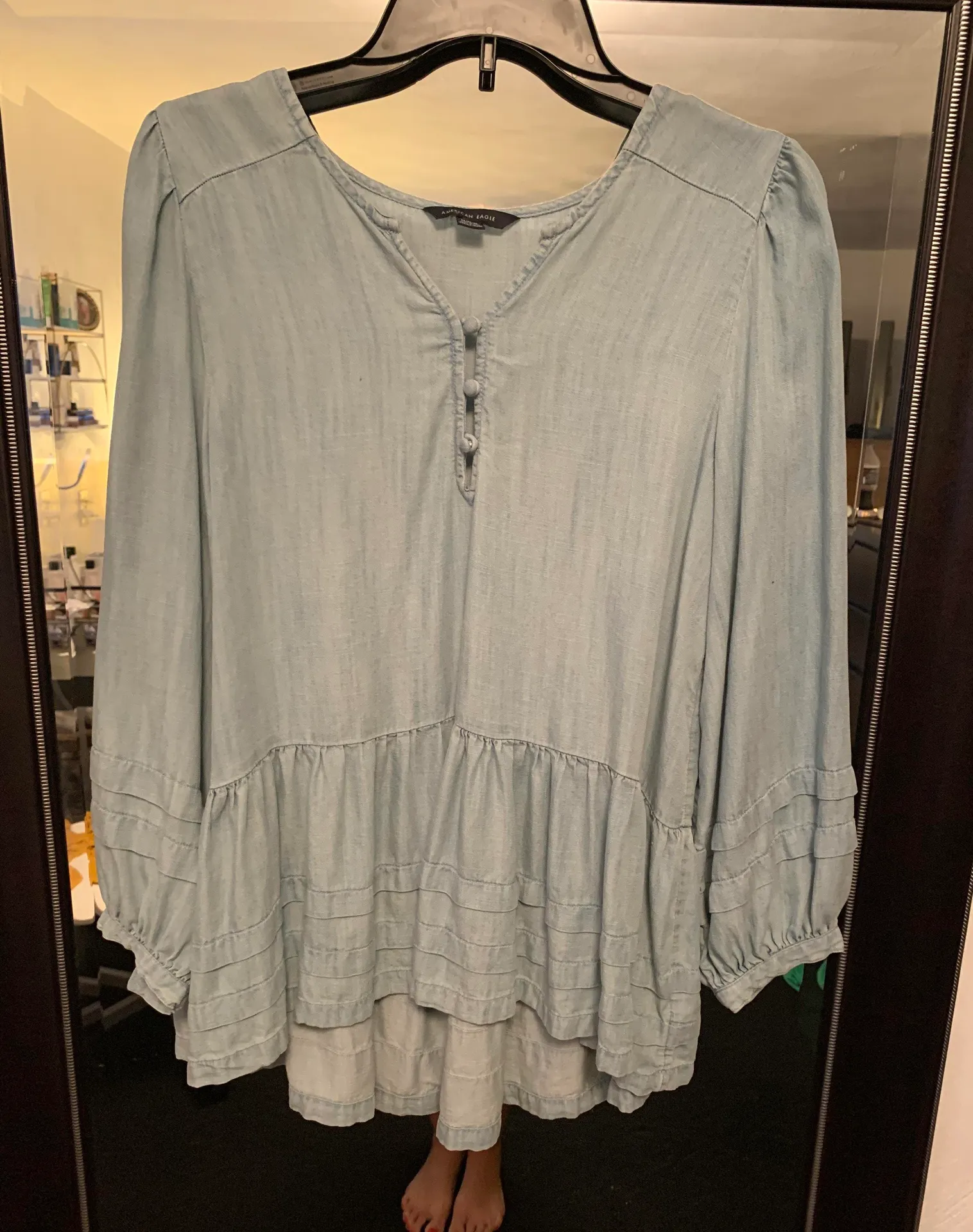 American Eagle Outfitters Peplum Chambray Top  - Image 2