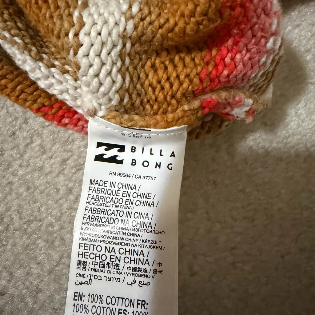 Billabong Multicolored Stripped, Boxy, Cropped Sweater in M - Image 7