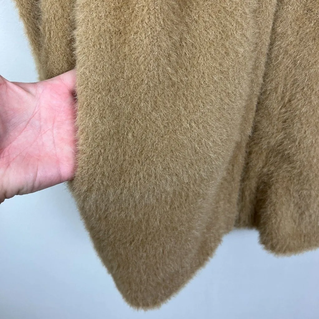 J CREW Point Sur Cardigan Sweater Jacket‎ Womens M Fuzzy Zip Up Oversized Camel Brown Size M - Image 6