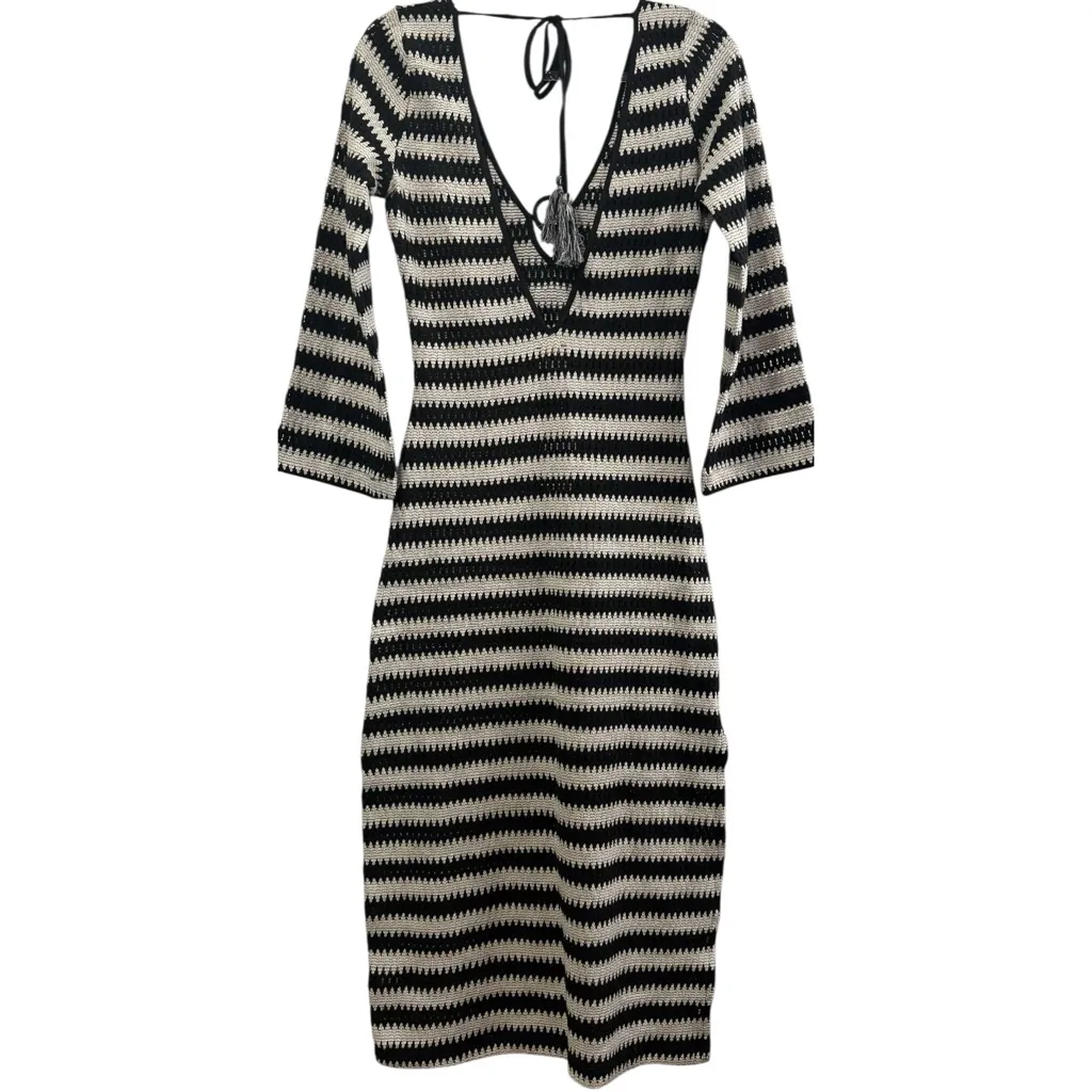 NWT Surf Gypsy Havana Stripe Plunge Textured Woven Maxi Dress Coverup Small - Image 4
