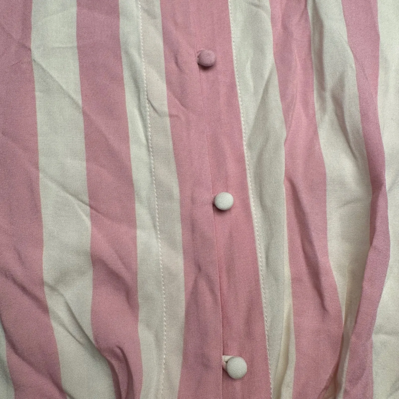 BoBeau Pink White Stripe V Neck Short Sleeve Tie Front Shirt Top XL - Image 2