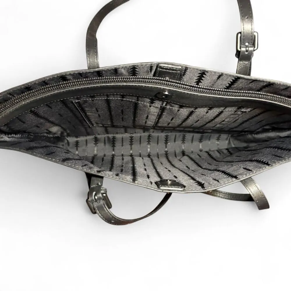 Thacker Kay 3 compartment Tote with calf hair animal print and leather Black - Image 5