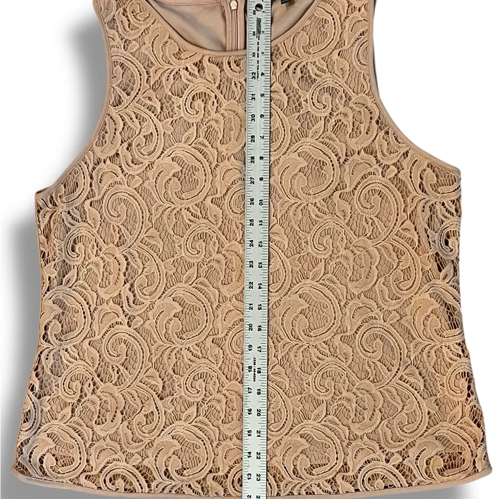 Adrianna Papell Lace Overlay Sleeveless Round Neck Blouse Blush Pink XL Barbie - Image 4