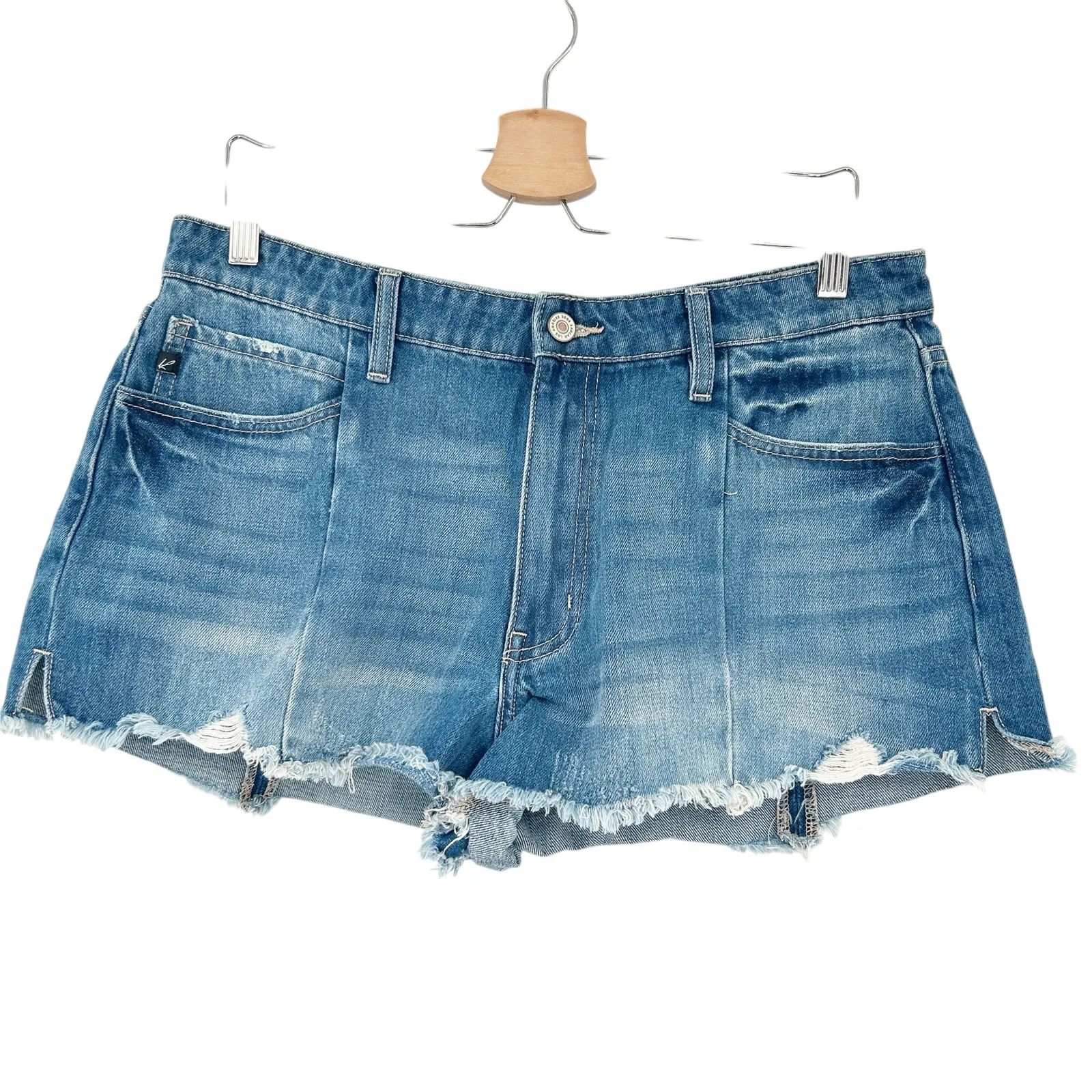 Kancan x Maurices Womens High Rise Frayed Hem 2.5"‎ Cut Off Denim Short Size 30 Blue - Image 2