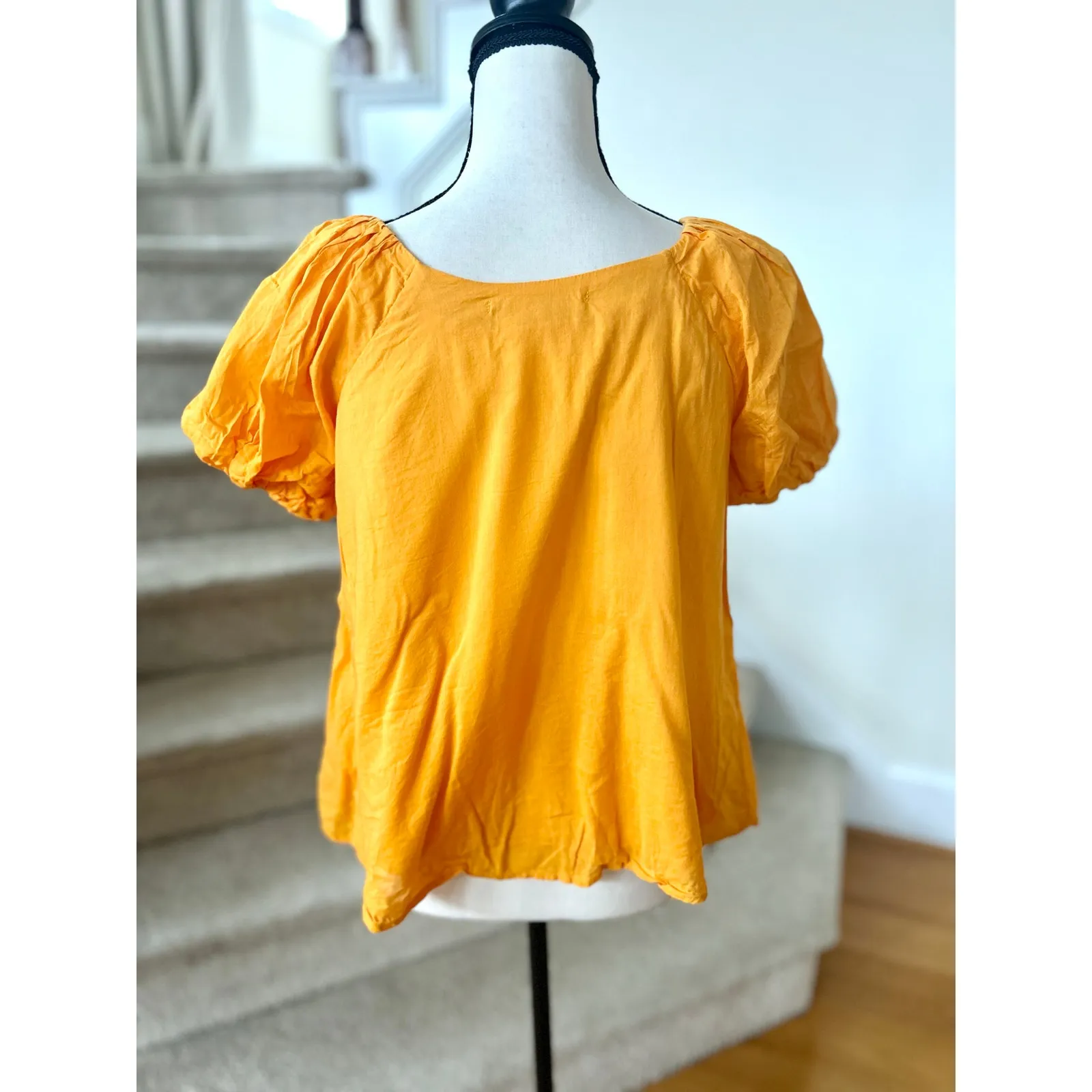 Maeve Marigold Yellow Puff Sleeve Scoopneck Milk Maid Blouse - Image 2