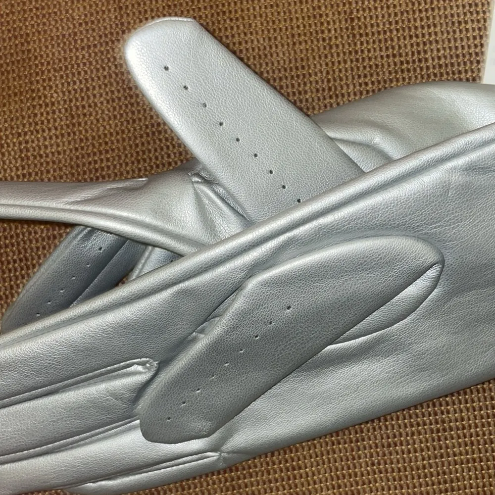 Silver  Faux Leather Moto Glove Sleek gloves - Image 9