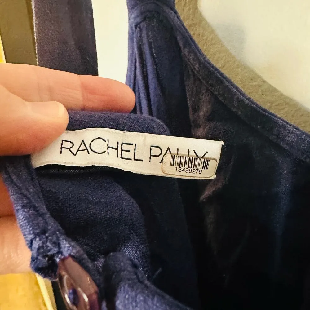 Rachel Pally Dark Blue Linen Alda Square Neck Wide Leg Flare Jumpsuit Size M - Image 11