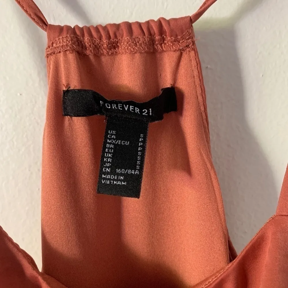 Forever 21 Satiny Spaghetti Strap Flowy Bodysuit in Burnt Orange Color, Size S - Image 5