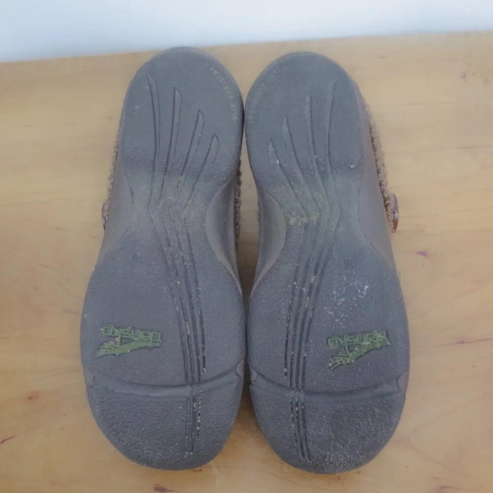 Dansko Brown Leather  Cloth Trim Comfort Clogs EU 36 - Image 3