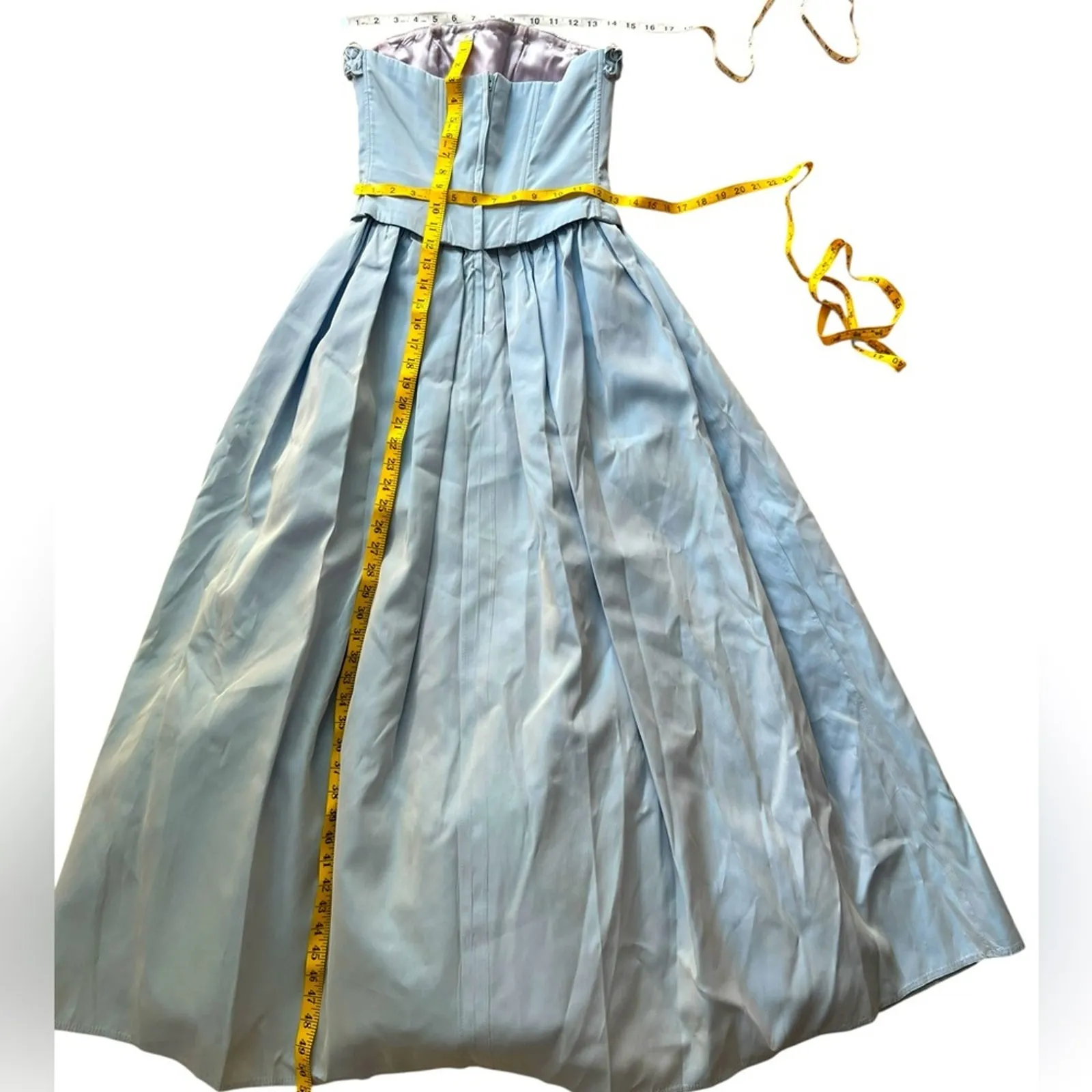 Vintage Mcclintock XS Gunne Sax Dress Strapless Formal Gown Holiday Party RARE Blue - Image 14