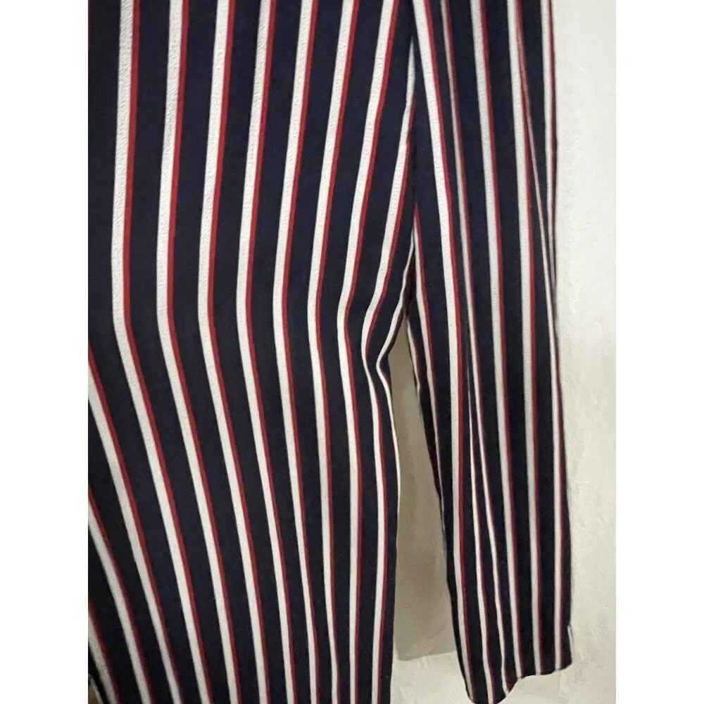 Monteau LA Wide Leg Size XL Jumpsuit Dark Navy Color with White & Red Stripes - Image 4