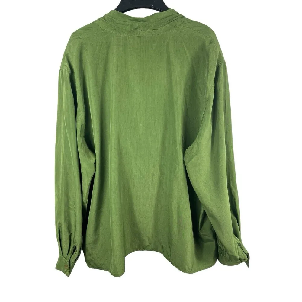 VTG 90s Jennifer Moore Lightweight Silky Feel Green Plunging V-neck Top 20W - Image 5