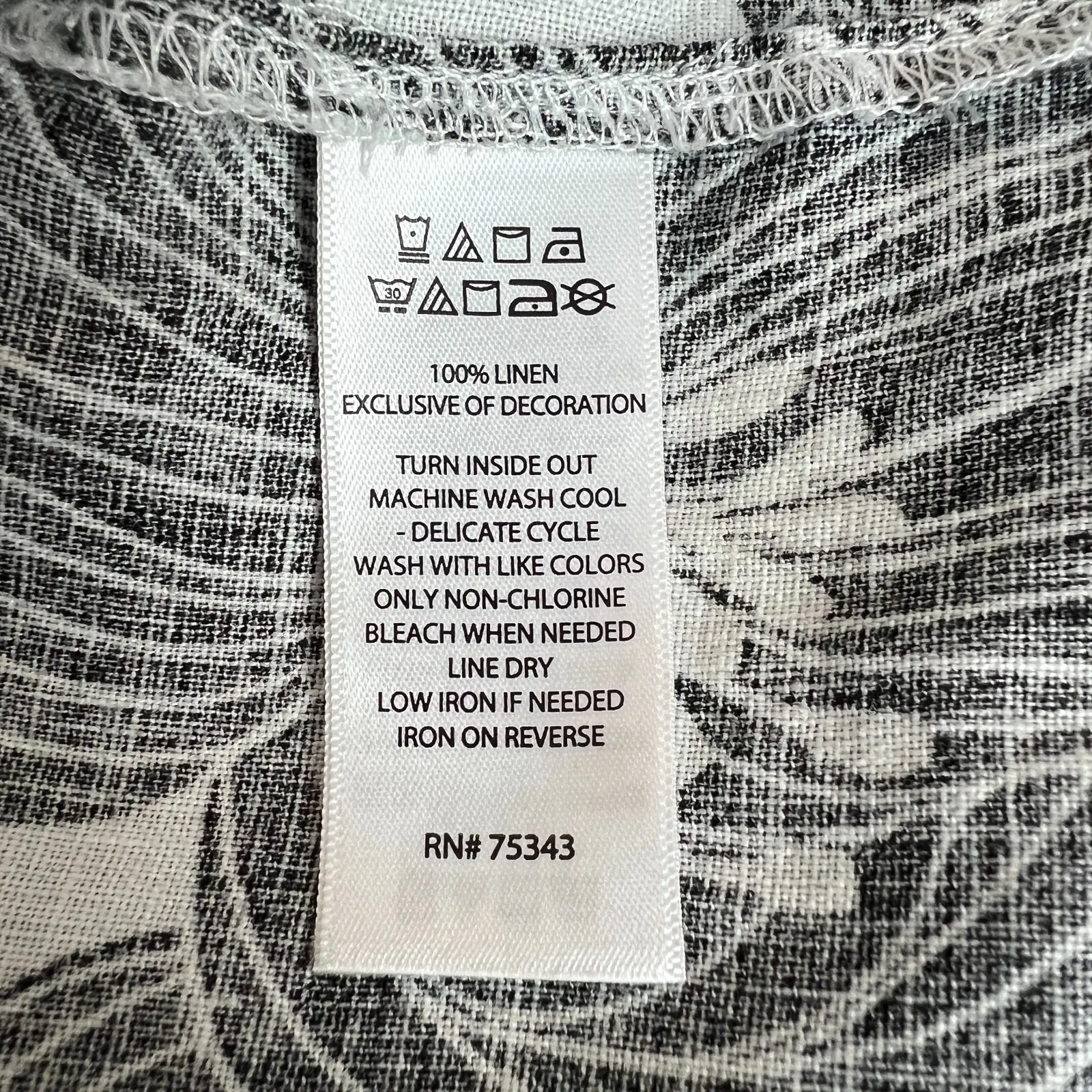 Tahari Top XL 100%‎ Linen Black White Floral Square Neck Embroidered Coastal New - Image 9