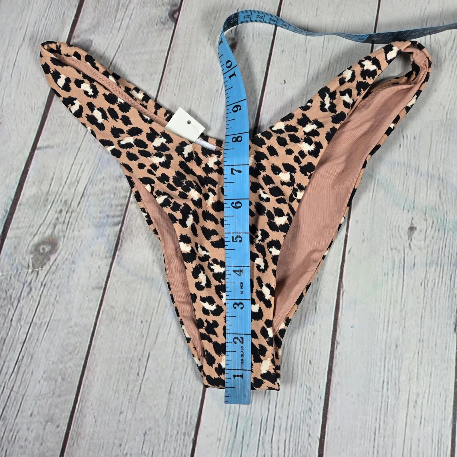 Aerie Cheekier Bikini Bottoms Leopard Print Tan Black XS High Cut Swimwear - Image 9