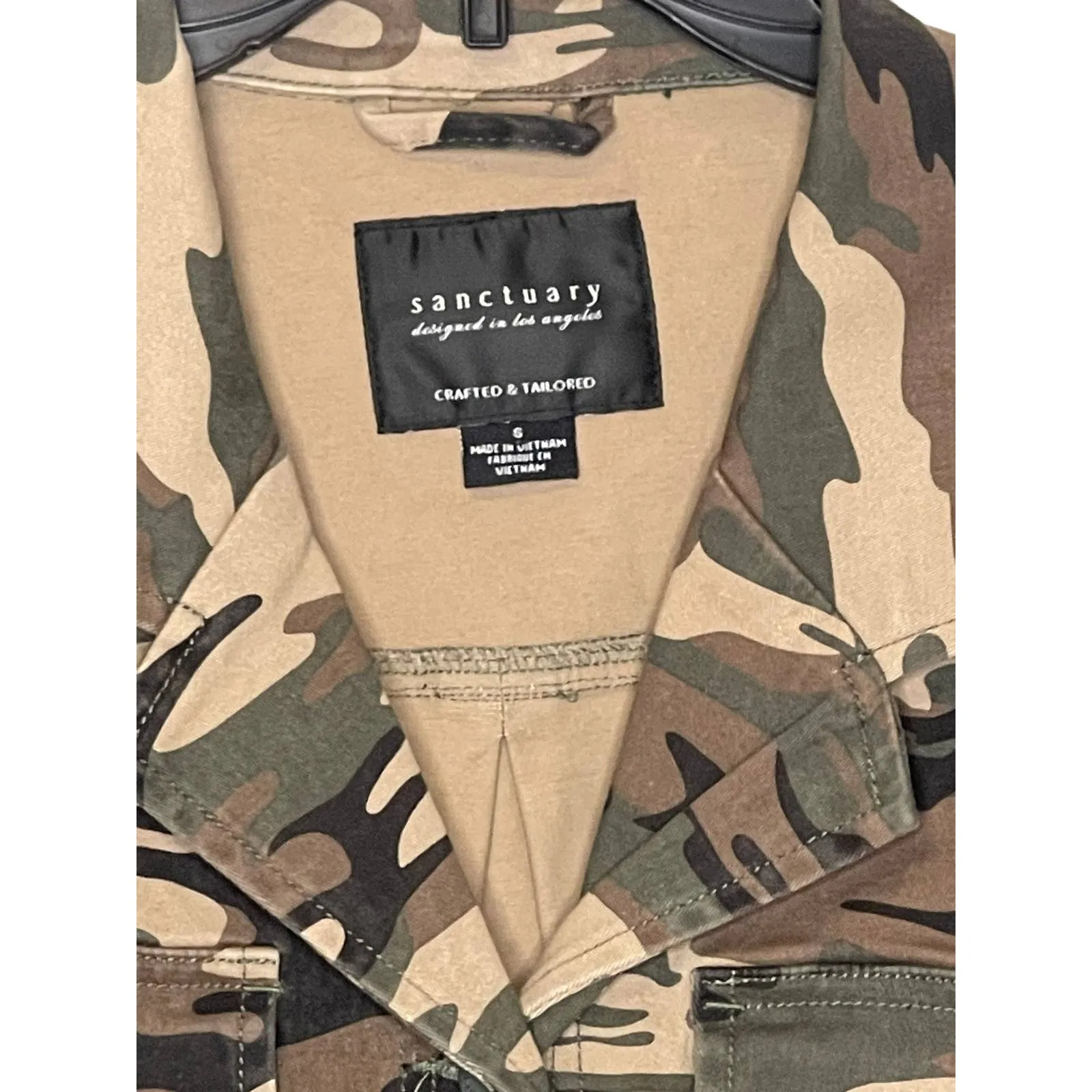 Sanctuary Women's Jacket Camo Shacket Snap Pockets Long Sleeve Green Small‎ - Image 2