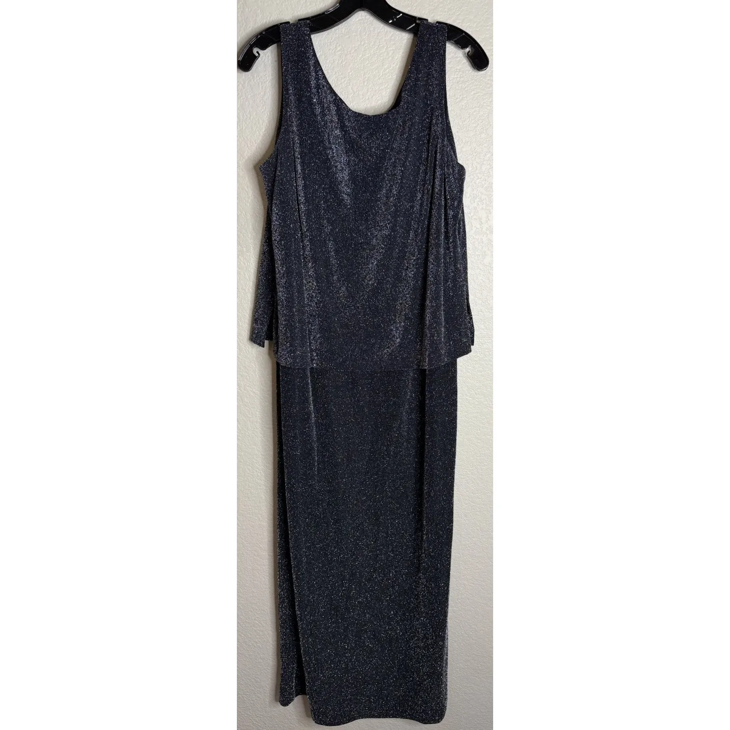 Vintage Ursula of Switzerland Womens Black Metallic Long Maxi Dress Jacket Party Size M - Image 3