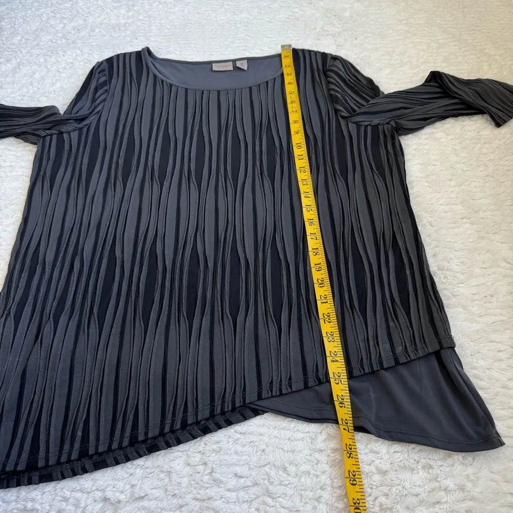 Chicos Easywear Textured Layers 3D Knit Top Sz 2 L Graphite Gray Stretch Slinky - Image 9