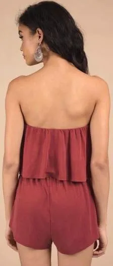 Tobi Red Strapless Romper  - Image 2