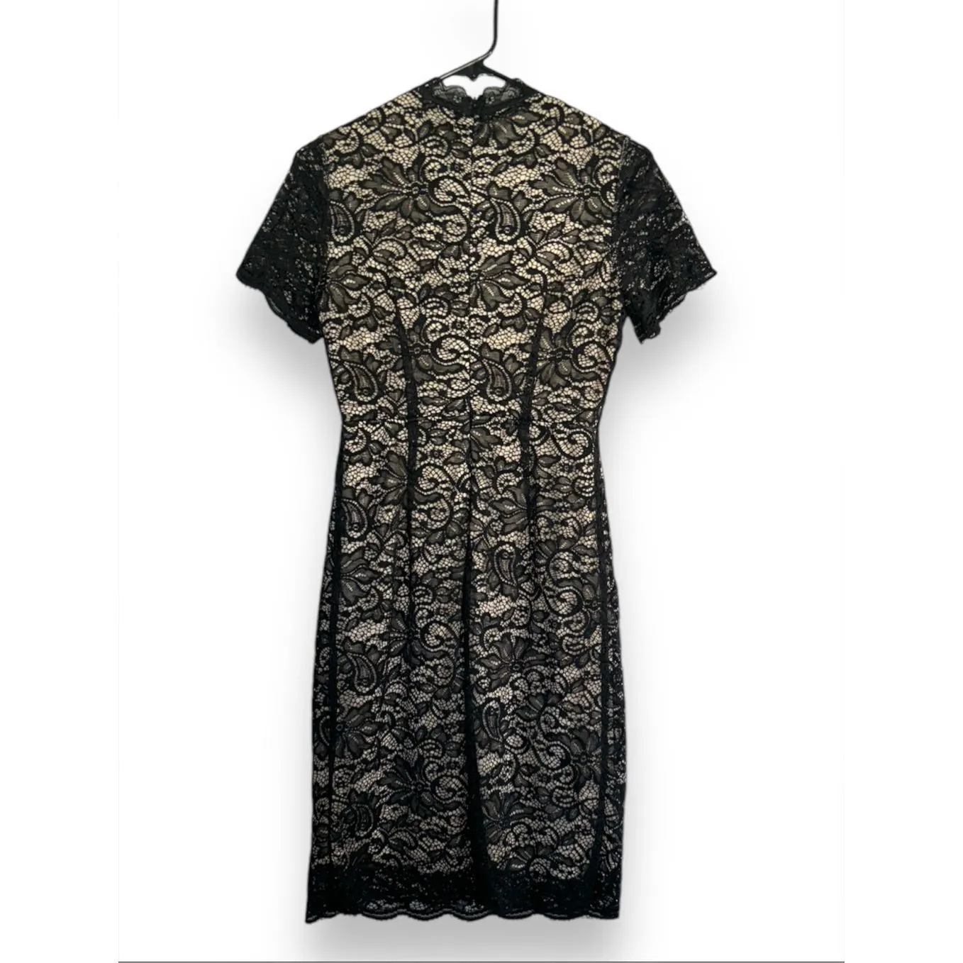 Baltic Born Polagram Womens Sz S sheer floral lace high neck lined sheath dress - Image 3