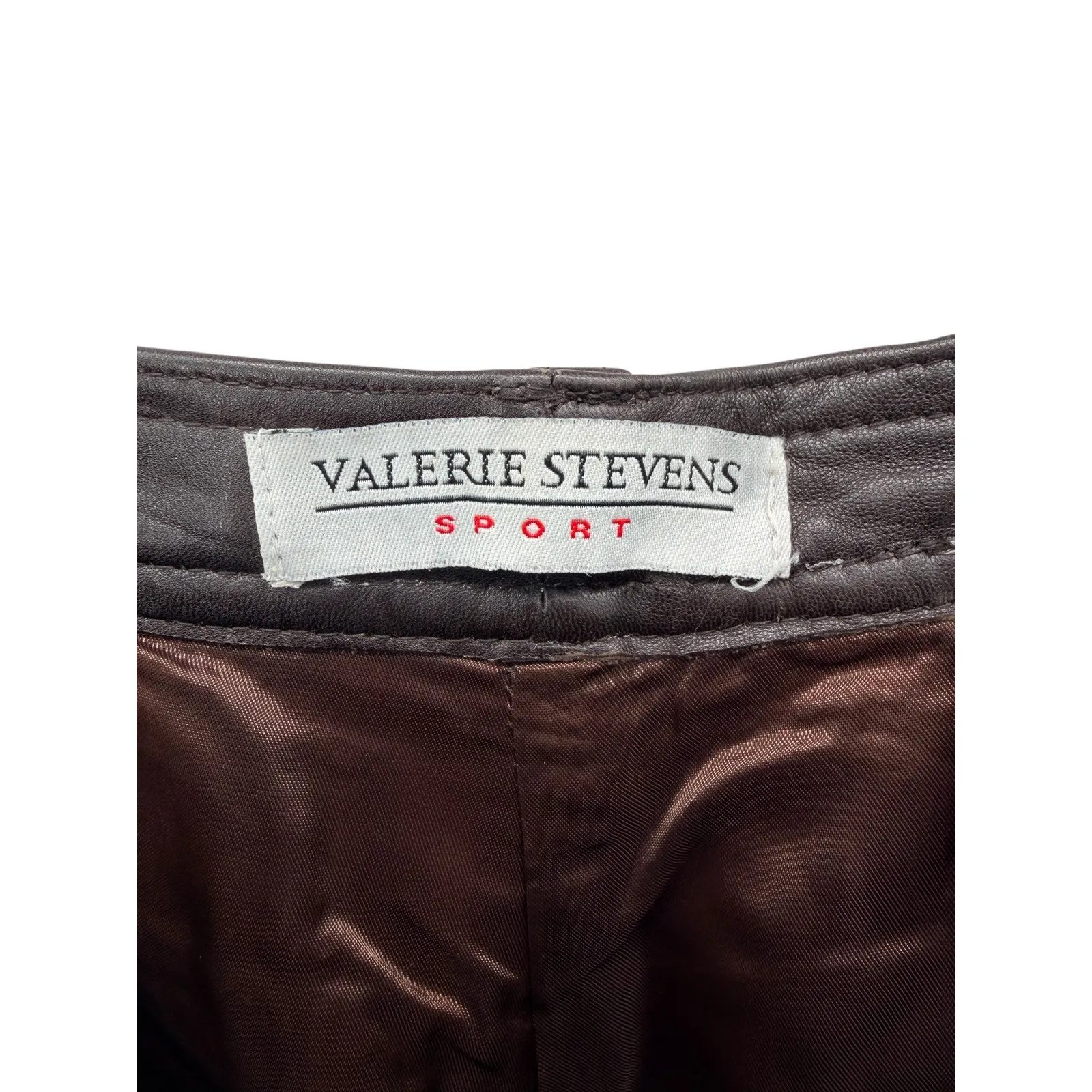 Valerie Stevens Sport Leather Pants Womens 4 Brown Straight Leg Lined Vintage - Image 6