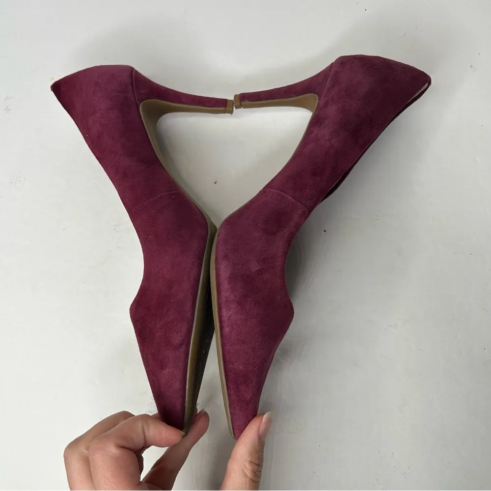 Gianni Bini Red Leather Suede Heels Shoes 8 Pointed-Toe Heels - Image 5