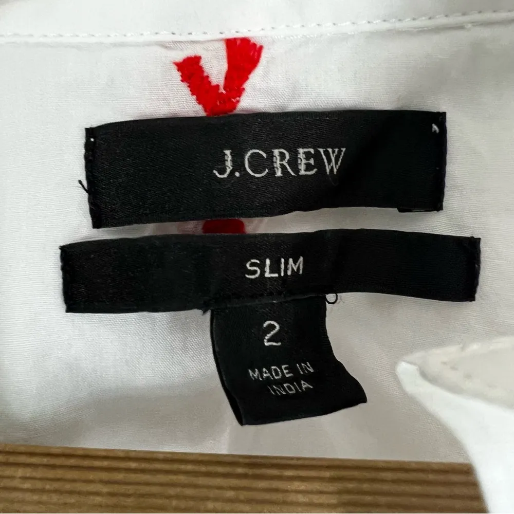 J. Crew 100% Cotton Poplin Slim Perfect Shirt With Knot Embroidery - Image 5