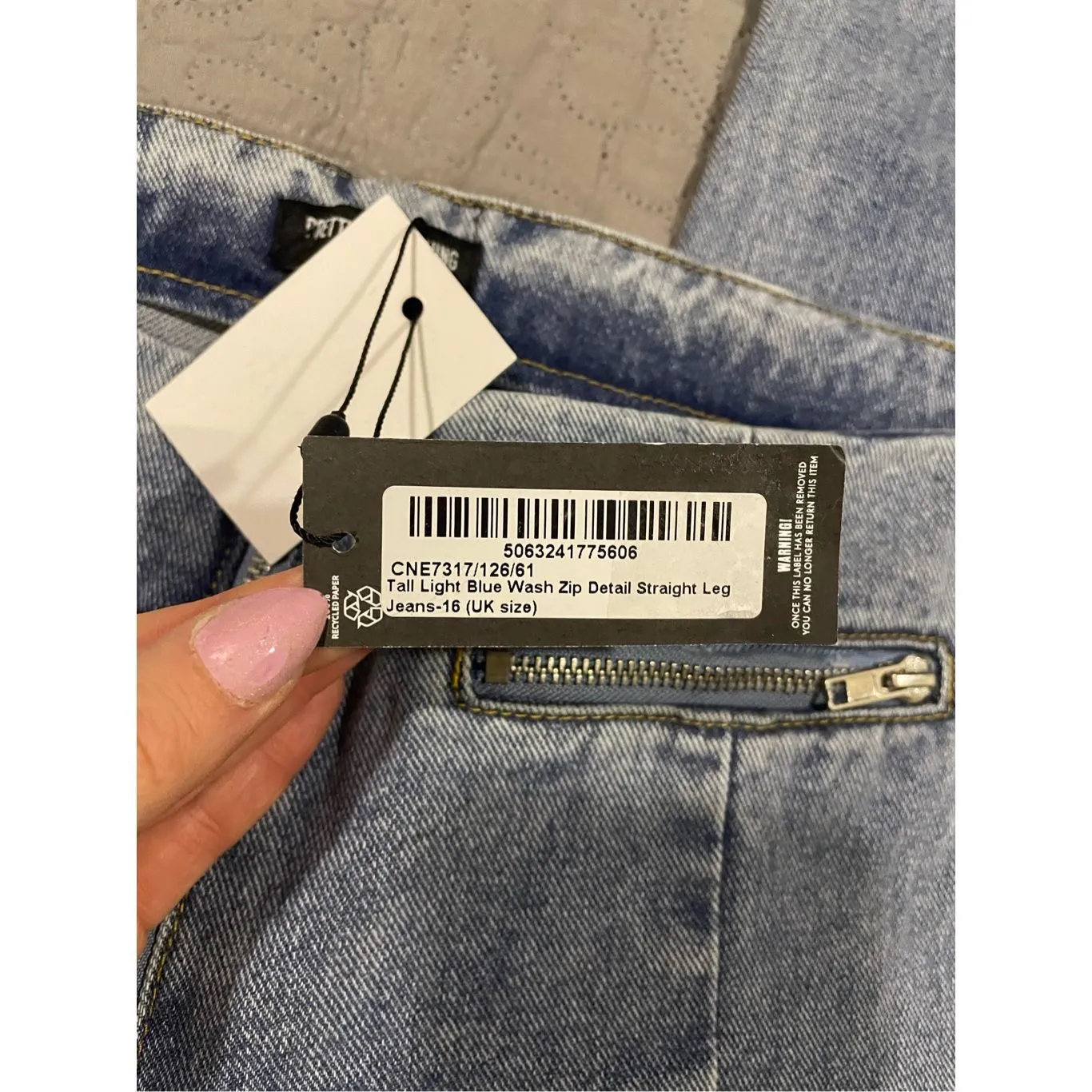 Pretty Little Thing Blue Wash 16 UK Tall Straight New Vintage Look Jeans - Image 7