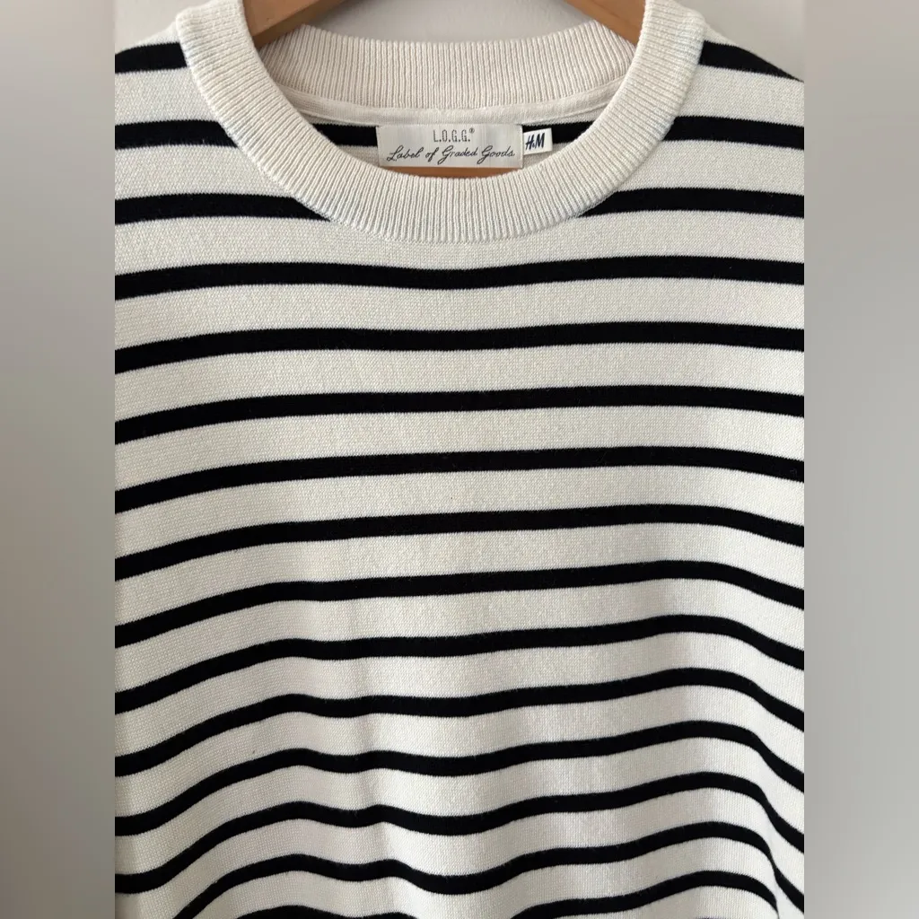 Label of Graded Goods stripe crewneck sweater black cream cotton blend size S - Image 3