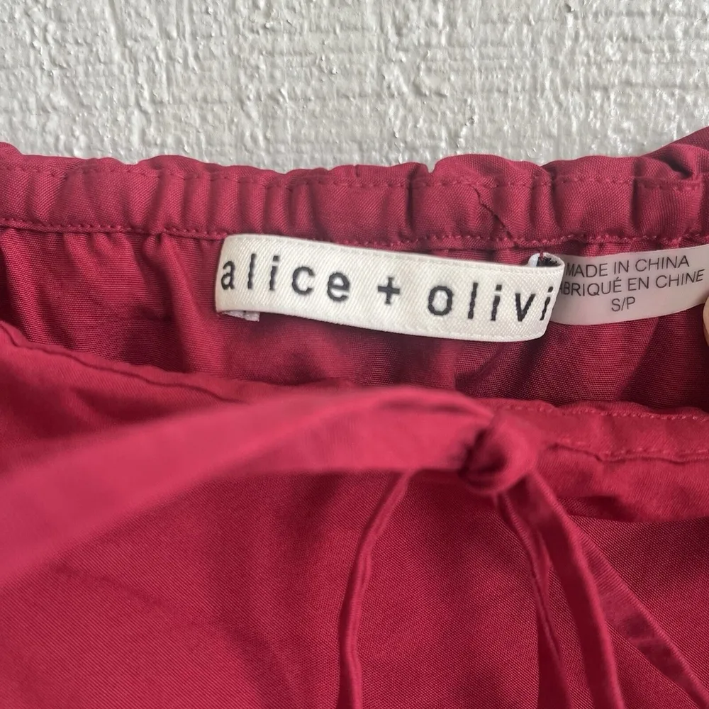 Alice + Olivia Jada Caped Dress in Bright Bordeaux Burgundy Size S - Image 6