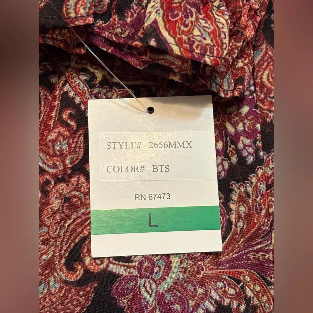 JUST TAYLOR Women’s Long Sleeve Maxi Fit Flare Paisley Boho Lined Size L NWT Orange Size L - Image 7