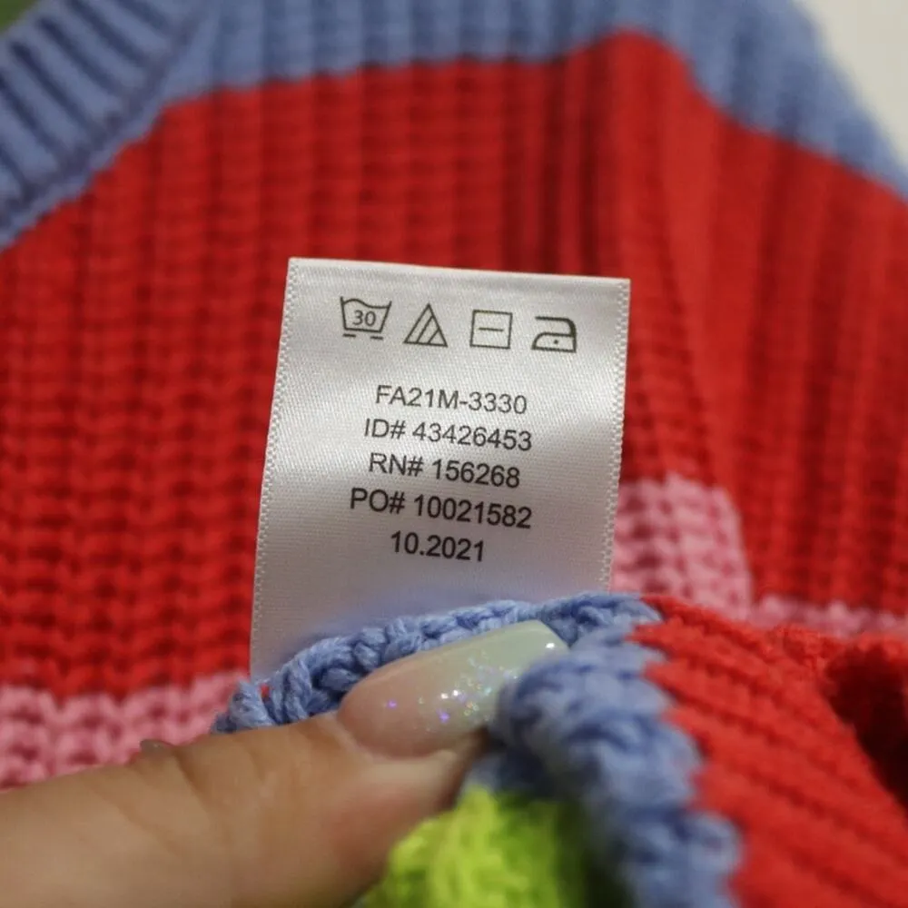 Broadway 38 Striped Oversized Sweater Sz L Red Size L - Image 7