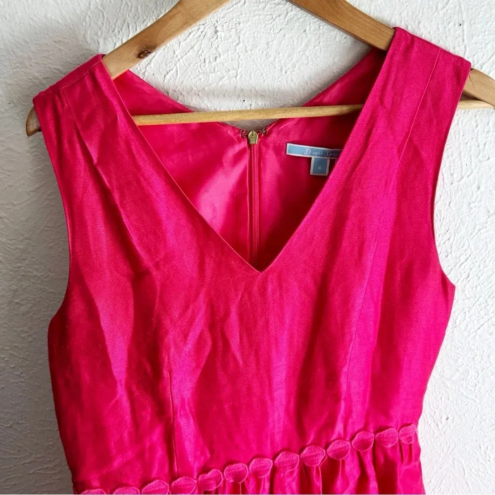 Draper James Gracie Silk V-neck Dress Raspberry Pink Sz 6 romantic Valentine’s - Image 3