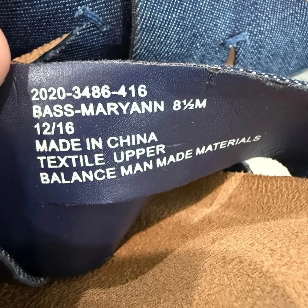 G.H. Bass & Co. MaryAnn Denim Wedge Slip On Sandal Womens 8.5M Navy Blue Classic Size 8.5 - Image 8