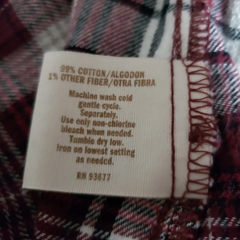 Decree XL Maroon Plaid Flannel Tunic Top Plus - Image 2