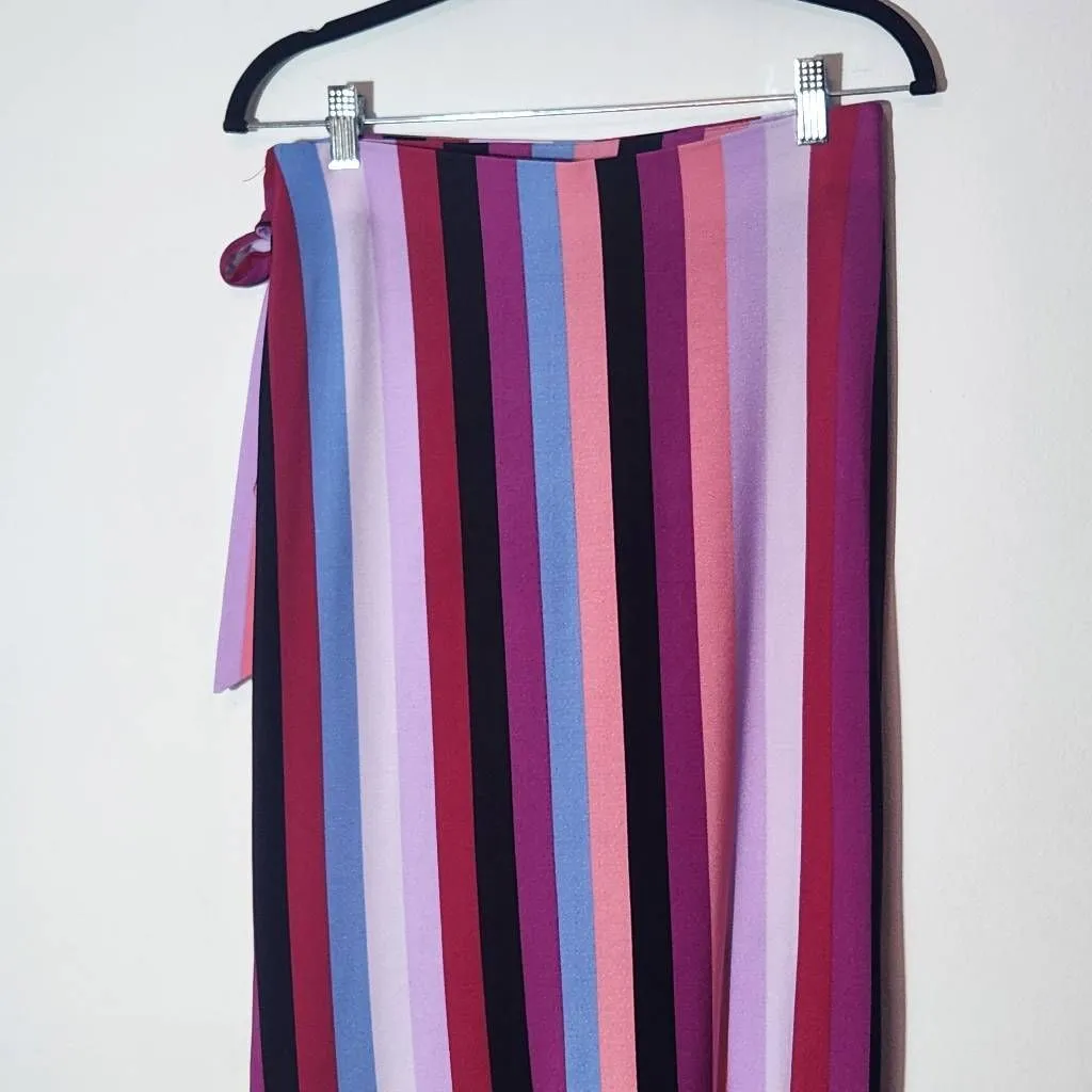 eci Colorful Stripe Wrap Skirt Size Small Purple and Blue Stripe Ruffle Skirt - Image 5