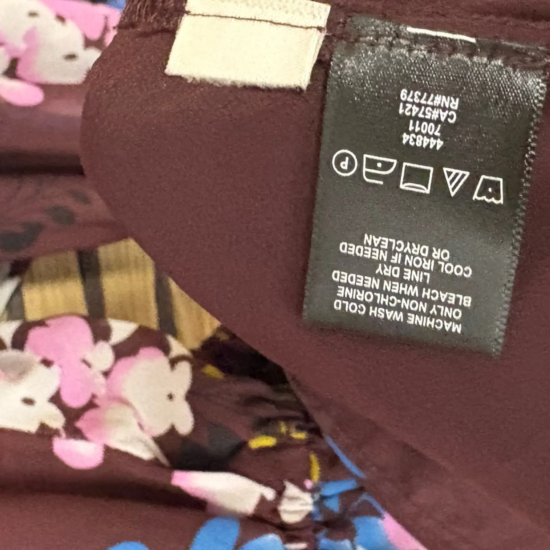 Ann‎ Taylor Burgundy Floral Tie Neck Dress Size Medium Petite - Image 8