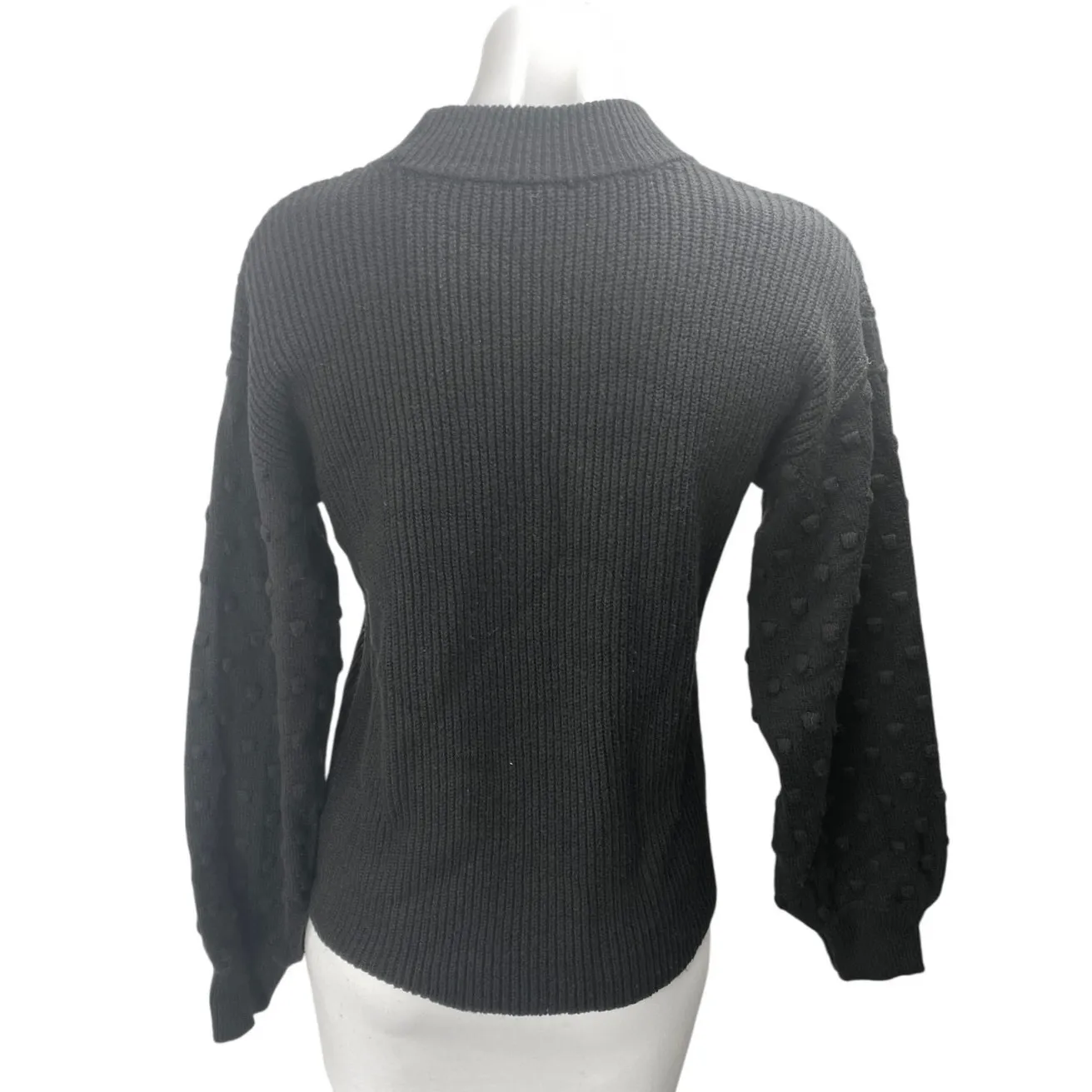 Vince Camuto Women's Black Long Sleeve Mock Neck Ribbed Knit Sweater Top Size M - Image 2
