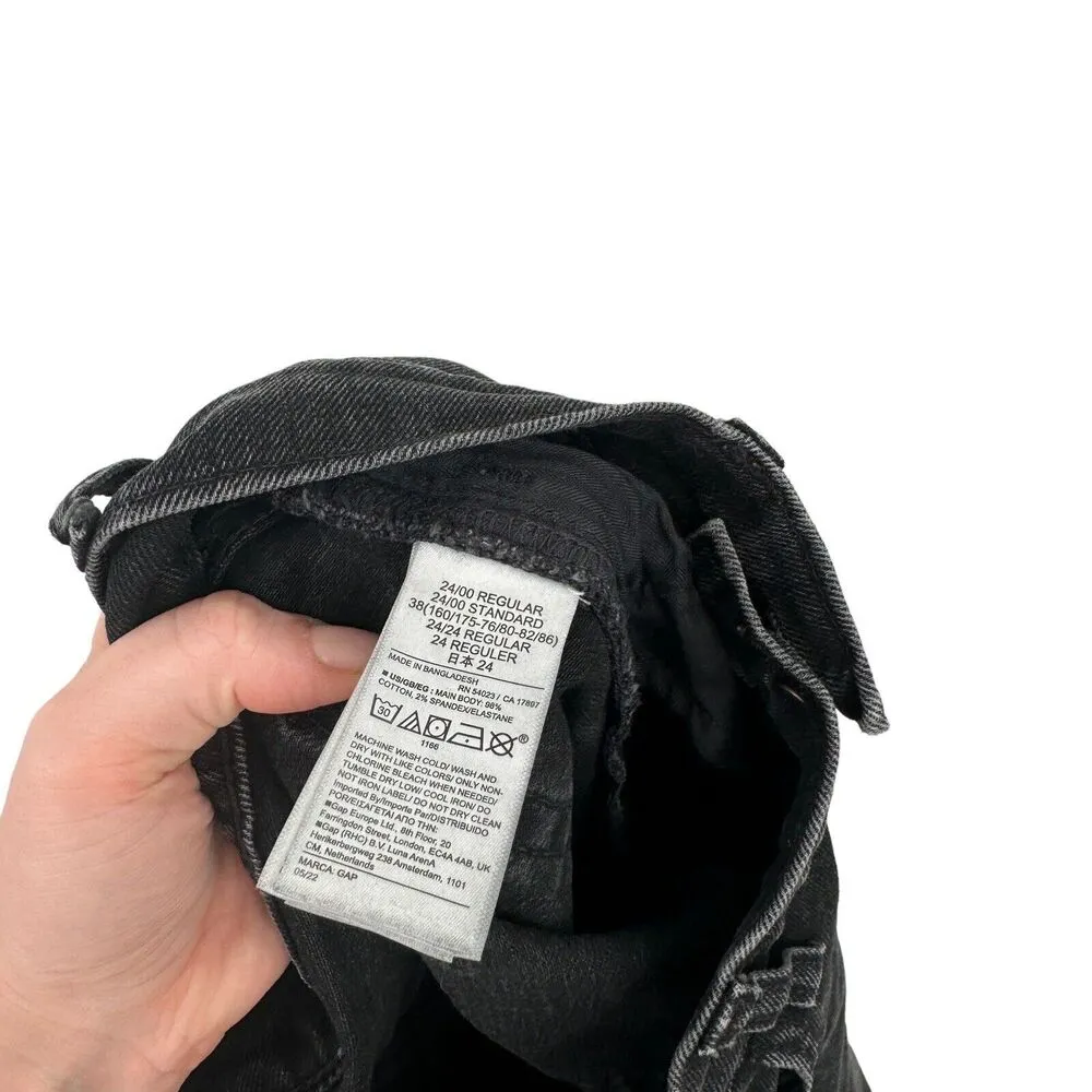 GAP Cheeky Straight High Rise Jeans Absolute Black Relaxed Y2K Womens 24/00 - Image 8