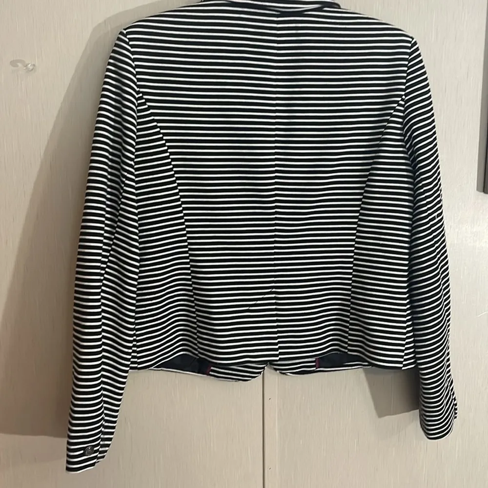 Cynthia rowley blazer black white striped large - Image 4