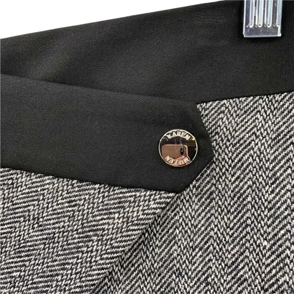Karen Millen Black and White Wool Tweed Origami Front Pencil Skirt Size 6 - Image 3