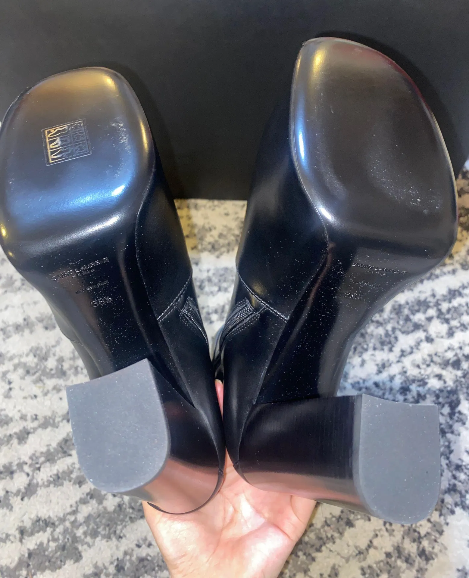 Mina Cherry Buckle Platform Booties in Smooth Leather size 38.5 - Image 5