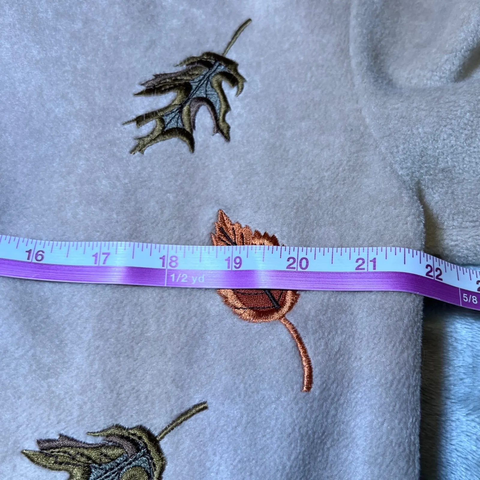 Nick & Sarah Zip Up Fleece Jacket Womens 1X Plus Size Beige Embroidered Leaves Tan - Image 13