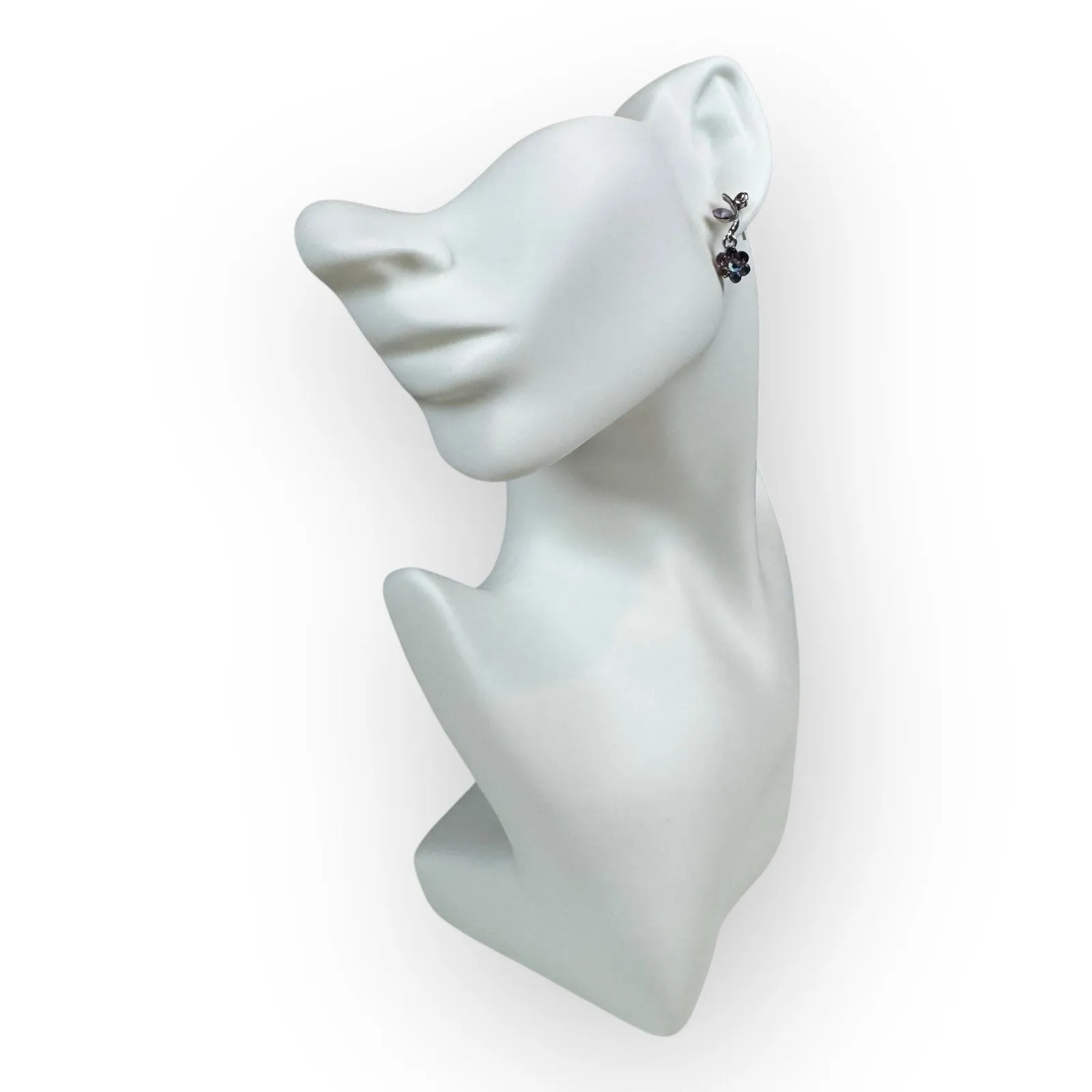 Vintage Purple Crystal Flower Earrings - Image 6